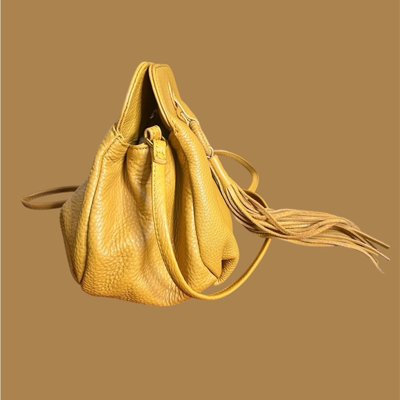 Coach Ashley Leather Convertible Hobo/ Cross Body Bag  HOBO Sunflower Yellow Tassel crossbody handbag.